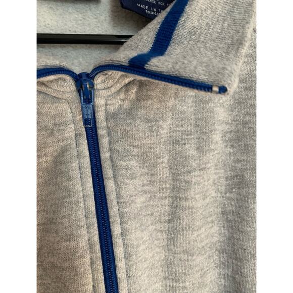 Vintage J.Blair Jacket Sweatshirt Men Full Zip Pocket Ringer Grey Blue XXL - Picture 4 of 7